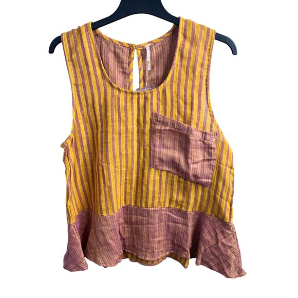 Free People Annabelle Striped Multicolor Gauzy Yarn Dye Set Shorts & Top Medium - Picture 8 of 16